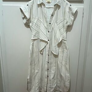 Anthropologie Maeve Pastel Buttoned Tie Front Midi Dress